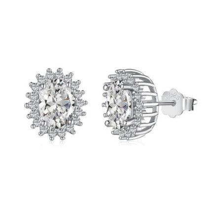 S925 Sterling Silver 5A Zircon Colored Gems Full Diamond Oval