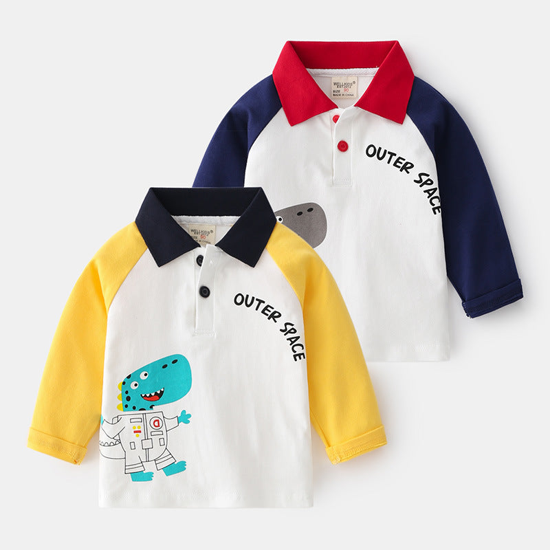 The Lapel Graphic: Fashion Casual Lapel Cartoon Print T-Shirt