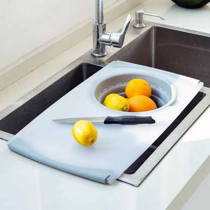 ChopMaster Pro: 3-in-1 Detachable Folding Drain Basket Sink Cutting Board