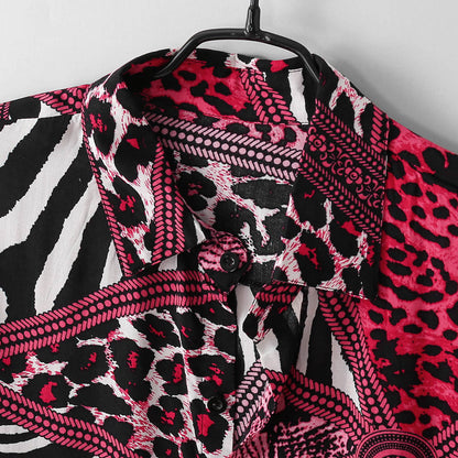 Fashion Leopard Print Long-Sleeve Shirt for Men Bold Sophistication