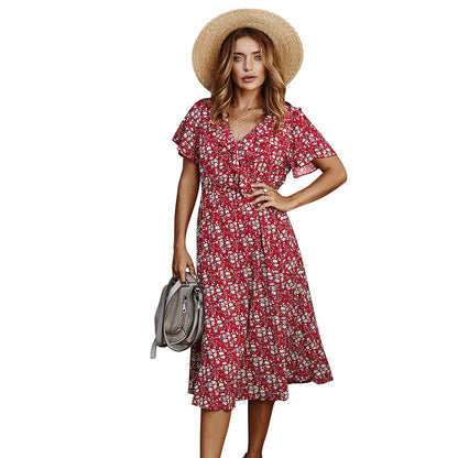 Short floral short sleeve dress