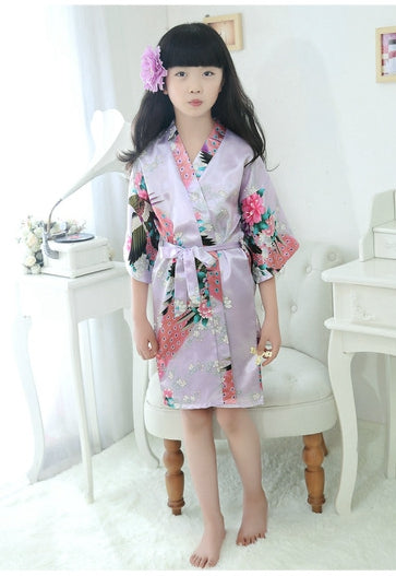 Imperial Silk: Peacock Motif Kimono Pajamas
