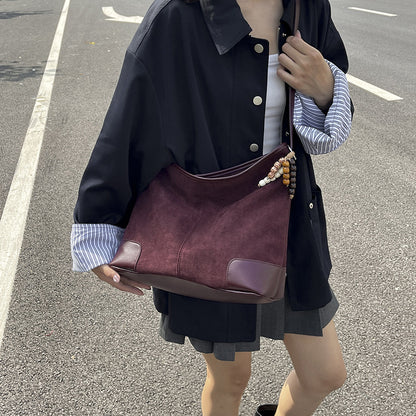 Women's Leather Large-capacity Suede Shoulder Crossbody