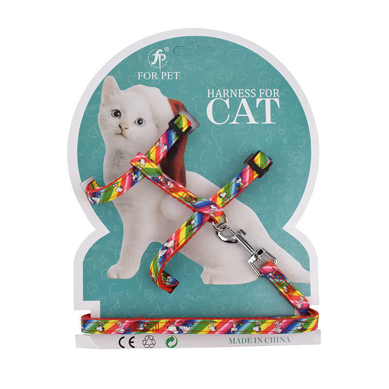 Cartoon print pet racer back and chest strap