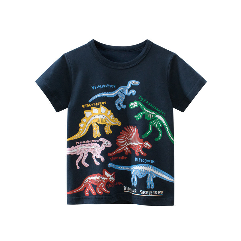 The Nursery Dino: Dinosaur Cartoon Short-Sleeve Baby Clothes