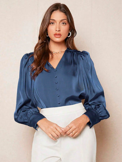 Shirt Women's Satin Top Fashion Charm