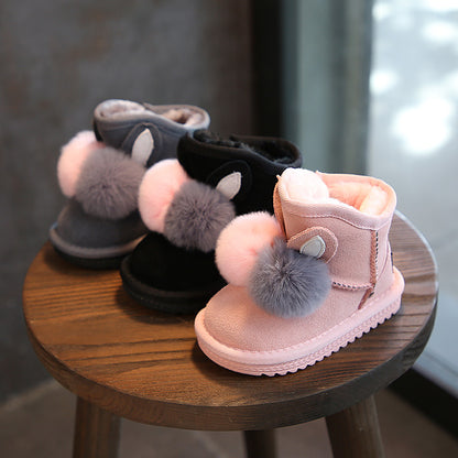 Rabbit Fur Luxe: Girls’ Pom-Pom Snow Boots