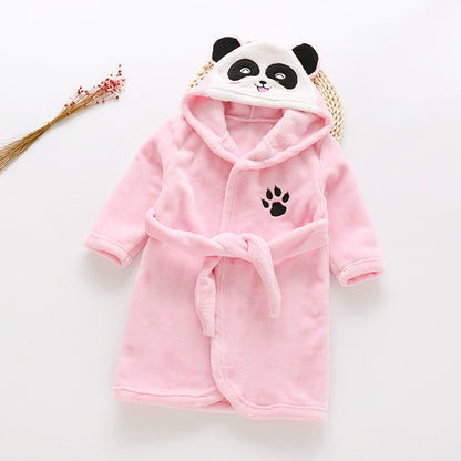 Elegance in Fleece: Flannel Lace Hooded Bathrobe