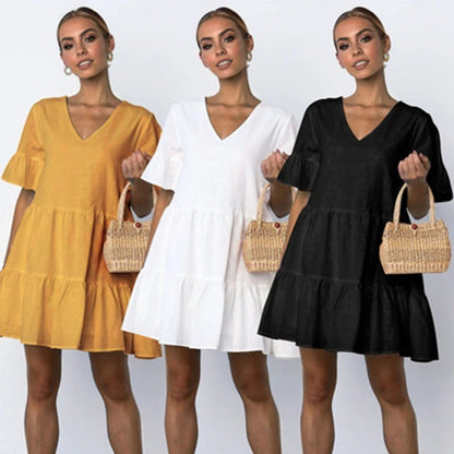 Short sleeve pleated dress