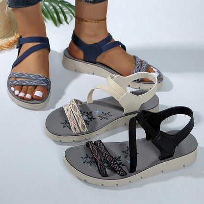 Women's Fashionable Non-slip Printed Flat Sandals