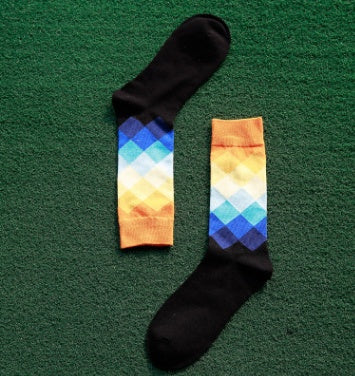 The Diamond Long: Colored Diamond Cotton Long Socks