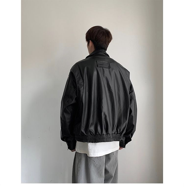 Vintage Motorcycle Leather Coat Mens Autumn Timeless Rider Style