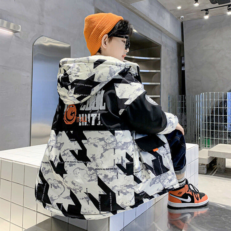 The Camo Parka: Thickened Velvet Camouflage Parka for Big Boys