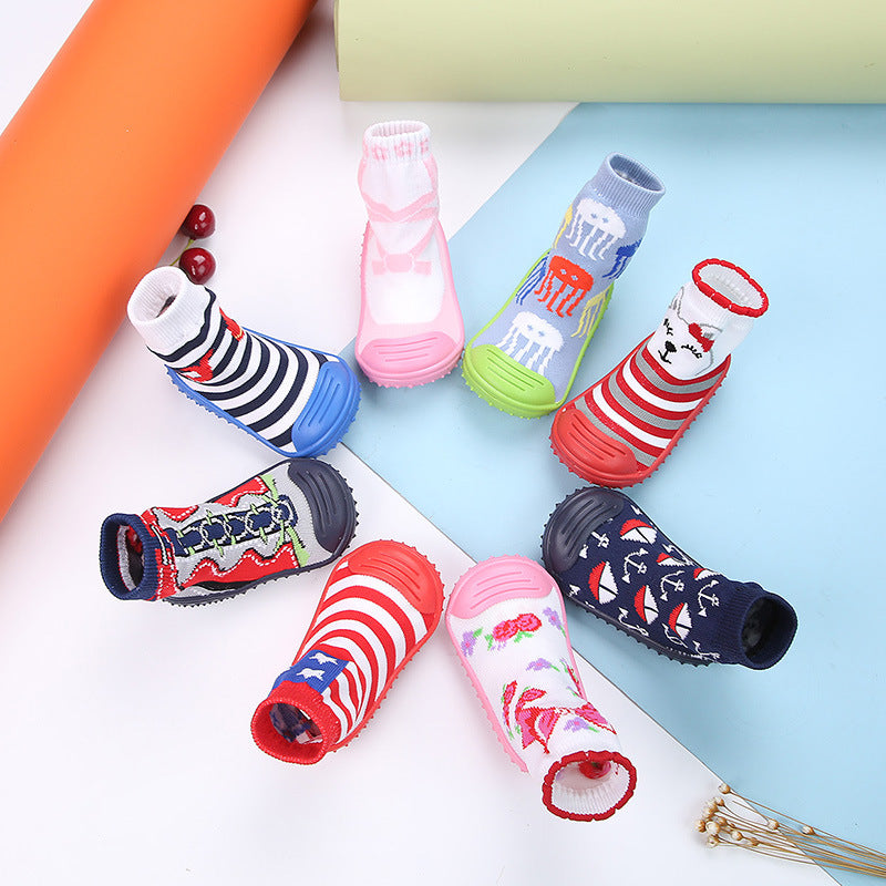 The Cartoon Grip: Multicolor Cartoon Baby Floor Socks & Shoes