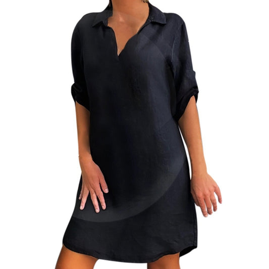 New Nordic Style Short Sleeve Ladies Shirt Dress