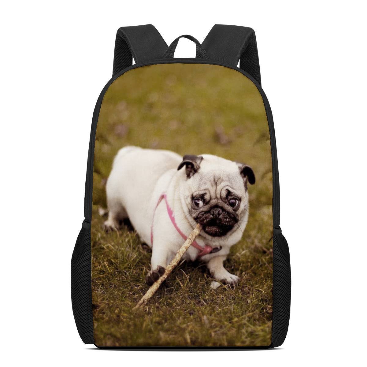 Pug Dog Custom Pattern Student Backpack