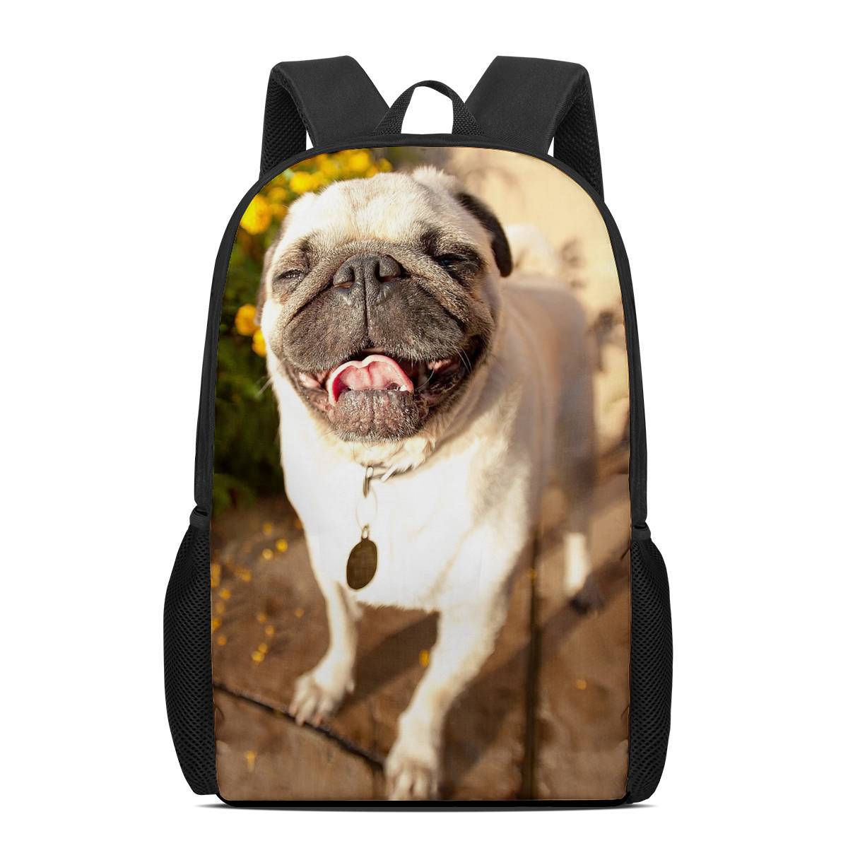 Pug Dog Custom Pattern Student Backpack