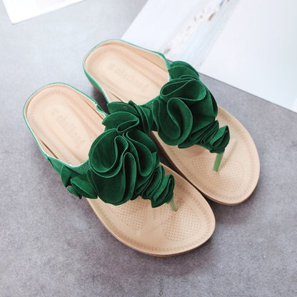 New Women's Shoes Bohemian Flower Flat Slippers