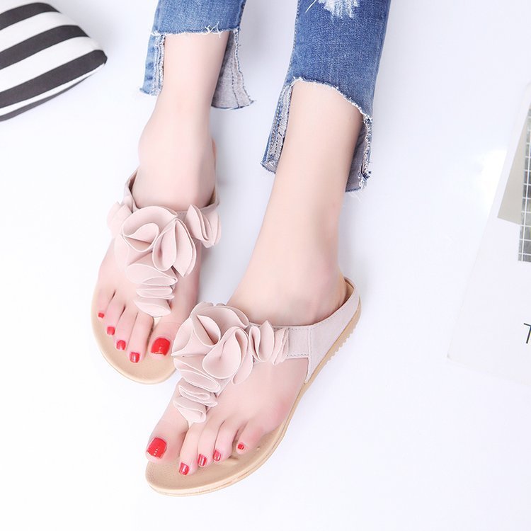 New Women's Shoes Bohemian Flower Flat Slippers