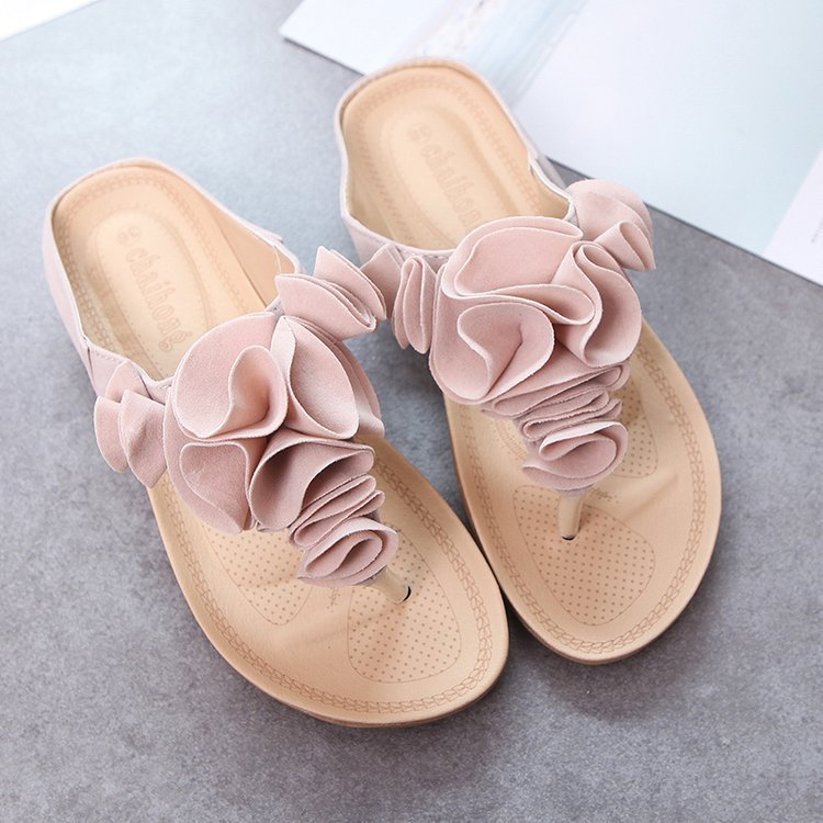 New Women's Shoes Bohemian Flower Flat Slippers