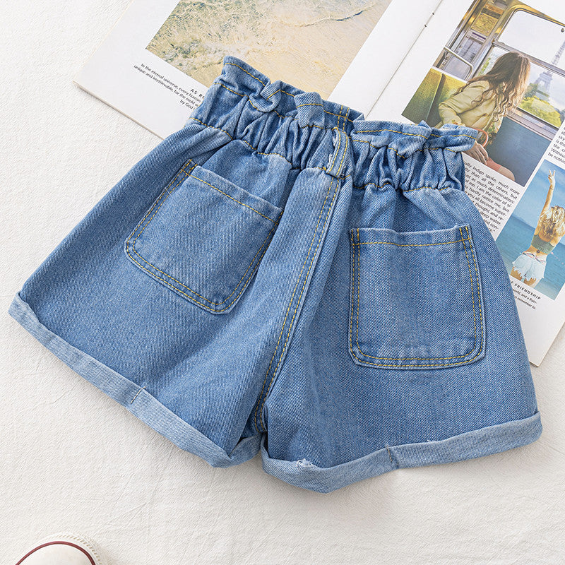 Girls Cowboy Summer Relaxed High Waist Shorts