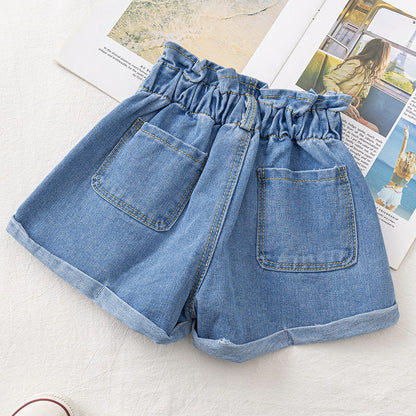 Girls Cowboy Summer Relaxed High Waist Shorts