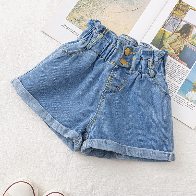 Girls Cowboy Summer Relaxed High Waist Shorts