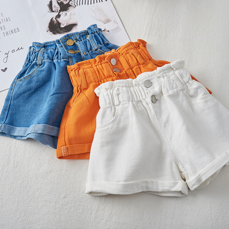 Girls Cowboy Summer Relaxed High Waist Shorts
