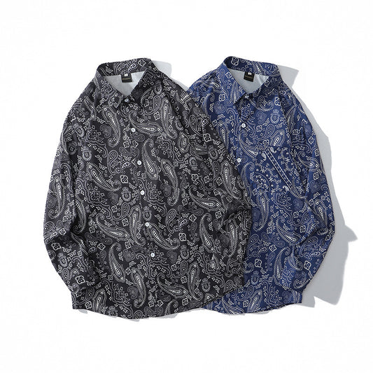 West Coast Cashew Print Long Sleeve Shirt Men