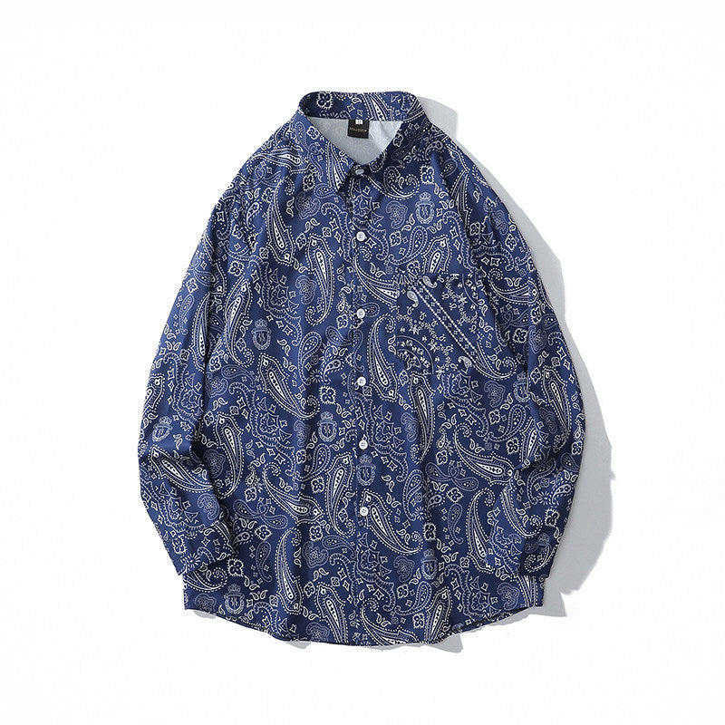 West Coast Cashew Print Long Sleeve Shirt Men