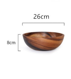 Handcrafted Natural Wooden Salad & Fruit Bowl | Rustic Home & Restaurant Food Serving Bowl