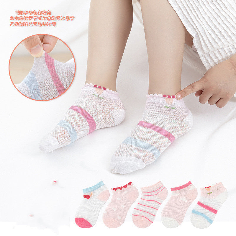 The Boneless Mesh: Thin Mesh-Suture Cartoon Baby Socks