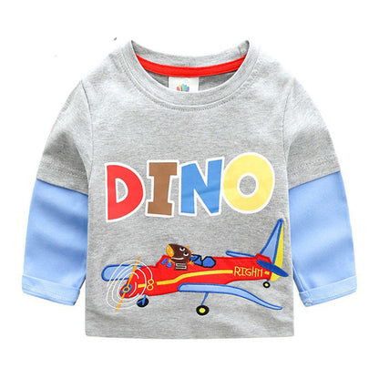 The Transit Tee: Cartoon Bus & Truck Striped Long-Sleeve Shirt