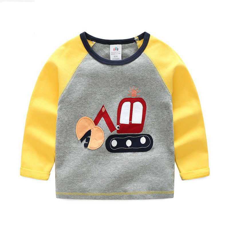The Transit Tee: Cartoon Bus & Truck Striped Long-Sleeve Shirt