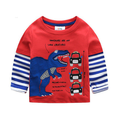 The Transit Tee: Cartoon Bus & Truck Striped Long-Sleeve Shirt