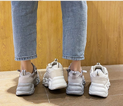 Fashion New Women's Vulcanized Shoes Platform Comfortable Lace-up Round Head Spring Casual Shoes Breathable Mesh Sneakers