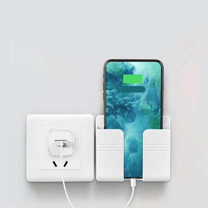 Punch-Free Wall-Mount Phone Charging Station | Adhesive Storage Box & Cable Organizer