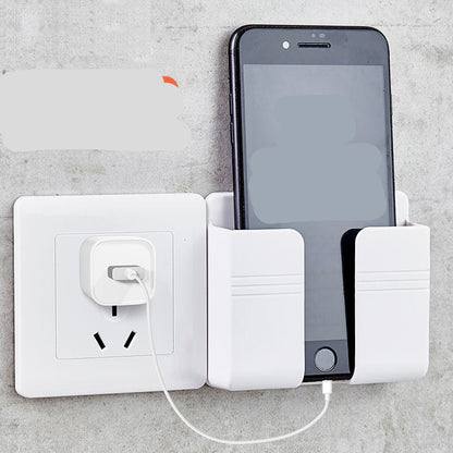 Punch-Free Wall-Mount Phone Charging Station | Adhesive Storage Box & Cable Organizer