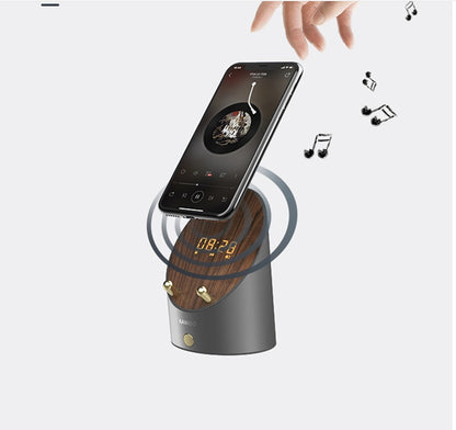 The Timber Base: Wooden Induction Speaker & Alarm Clock