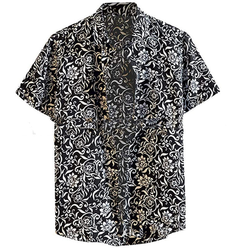 Fashion Lapel Autumn Winter Floral Print Long-Sleeve Casual Shirt Plus Size Elegance