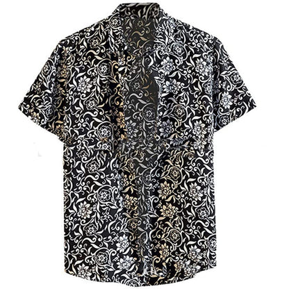 Fashion Lapel Autumn Winter Floral Print Long-Sleeve Casual Shirt Plus Size Elegance