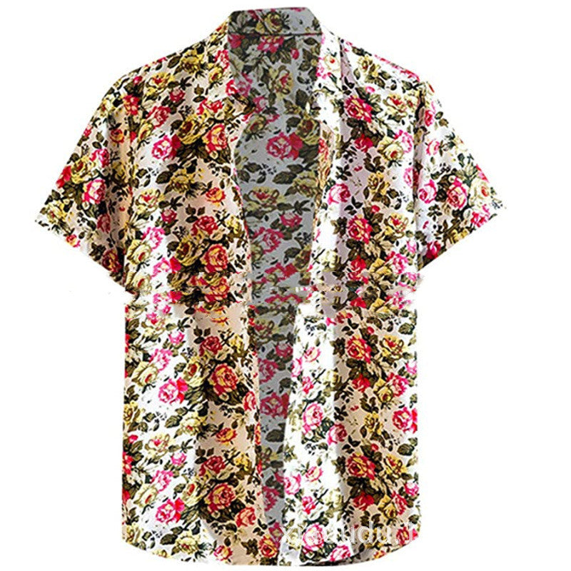 Fashion Lapel Autumn Winter Floral Print Long-Sleeve Casual Shirt Plus Size Elegance