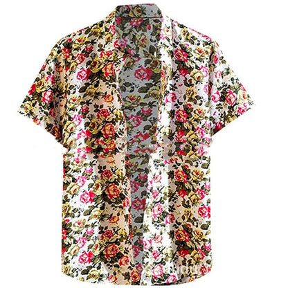 Fashion Lapel Autumn Winter Floral Print Long-Sleeve Casual Shirt Plus Size Elegance