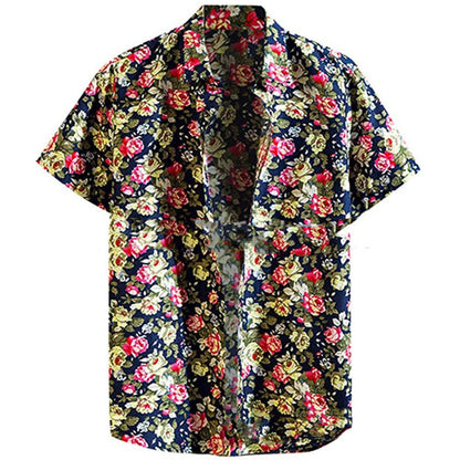 Fashion Lapel Autumn Winter Floral Print Long-Sleeve Casual Shirt Plus Size Elegance