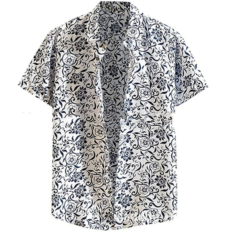 Fashion Lapel Autumn Winter Floral Print Long-Sleeve Casual Shirt Plus Size Elegance