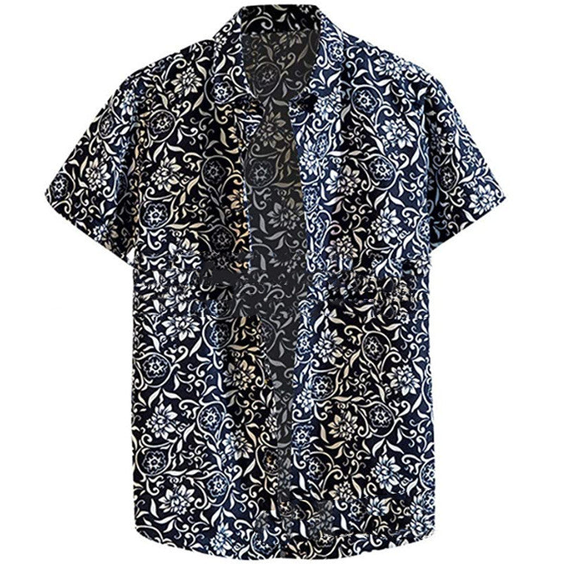 Fashion Lapel Autumn Winter Floral Print Long-Sleeve Casual Shirt Plus Size Elegance