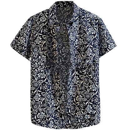 Fashion Lapel Autumn Winter Floral Print Long-Sleeve Casual Shirt Plus Size Elegance