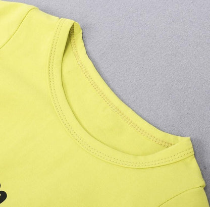 The Denim Duo: Yellow Letter Signature Tee & Jean Suit