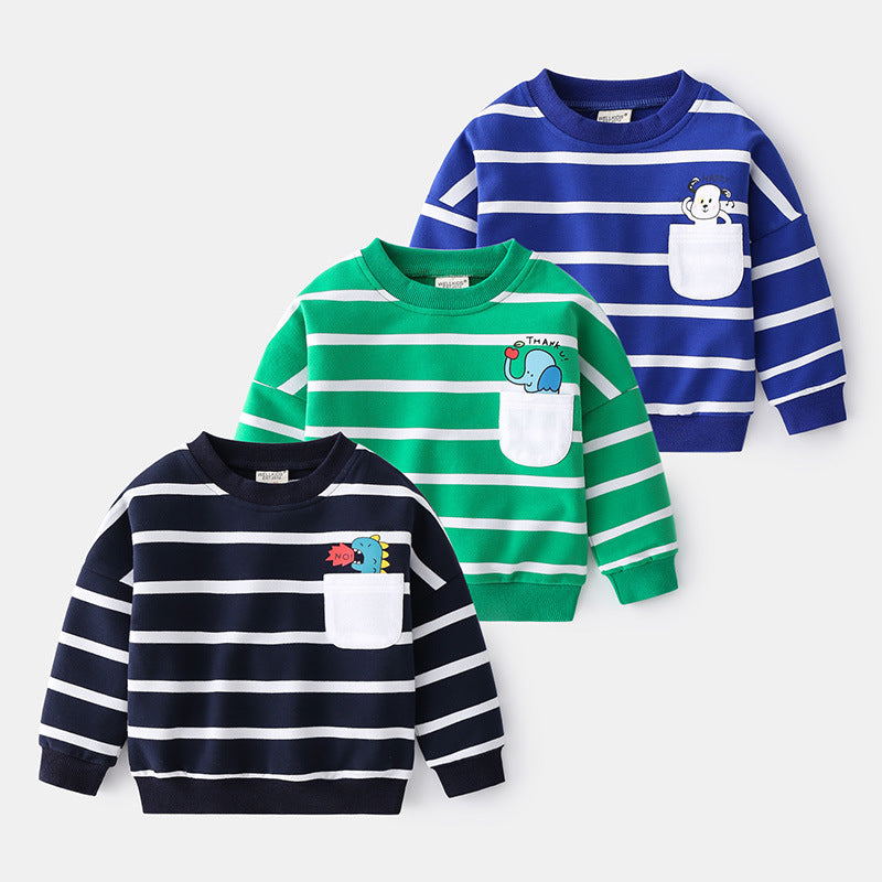 Collegiate Striped Casual Round Neck Sweater