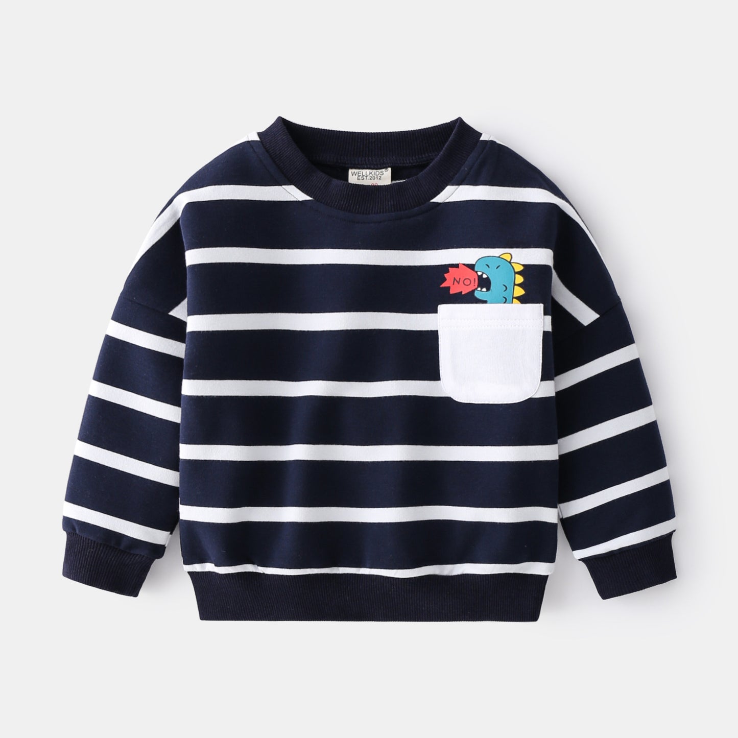 Collegiate Striped Casual Round Neck Sweater